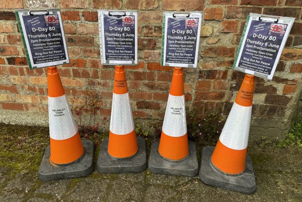 D-Day 80 in Helmsley Thurs 6 June 2024-signs/cones