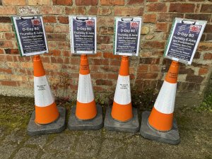 D-Day 80 in Helmsley Thurs 6 June 2024-signs/cones