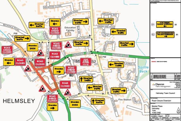 Remembrance Sunday Road Closures in Helmsley map