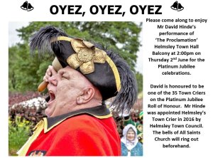 Town Crier - Platinum Jubilee Proclamation 2nd June 2022 at 2pm.